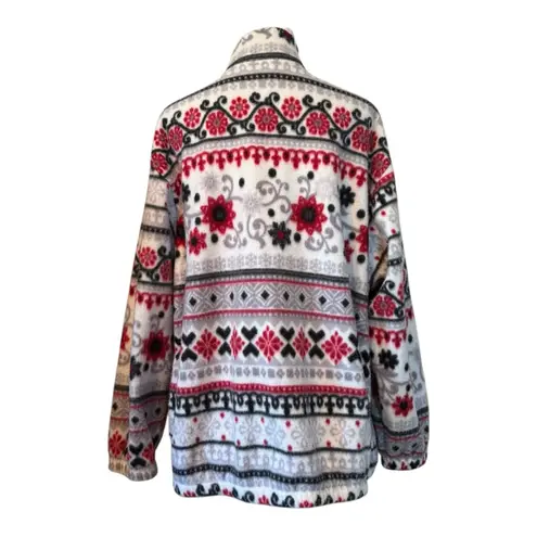 Alfred Dunner  Women's Red and Black Patterned Teddy Jacket L Large