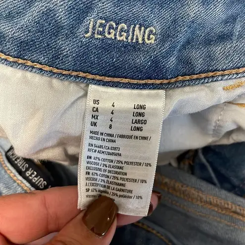 American Eagle Jeggings Size 4 Long Super Super Stretch Blue Size undefined