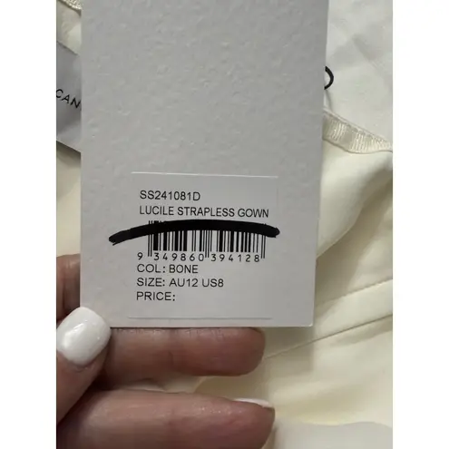 NWT Significant Other Lucile Strapless Satin Gown with Train Bone Sz 8 $295 White