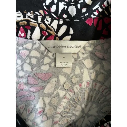 Christopher & Banks Black/Brown/Burg Medallion Jacket Zip Up Pockets Size M