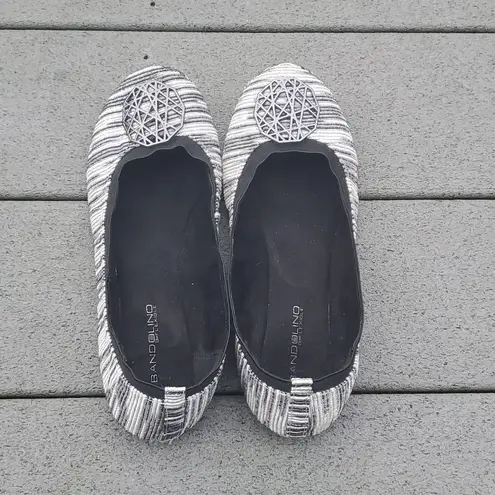 Elina Striped Fabric Ballet Flats | Bandolino Striped Round Toe Flats