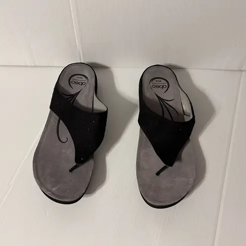 Abeo Bravo leather upper thong sandals women size 10 N Black