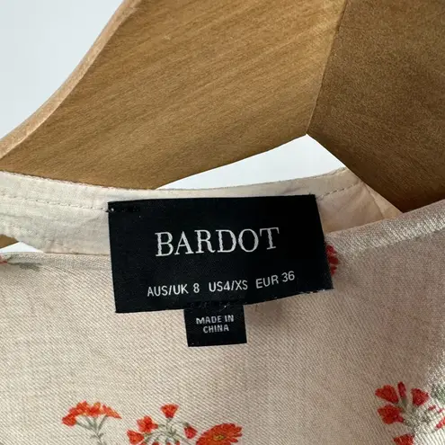 Bardot Printed Tie Back Top in Beige Floral Size Extra Small