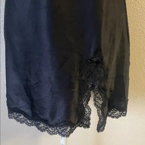 Victoria's Secret  Tease Satin Lace Trim Mini Slip Gown S *Black* Vintage