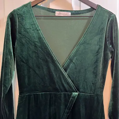 Cupshe  Emerald Green Surplice Maxi Floor Length Dress - Size Large