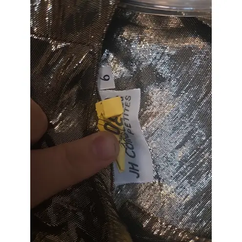 JH Collectibles Gold Blouse, Petite Size 6, Metallic Evening Top, Long Sleeves