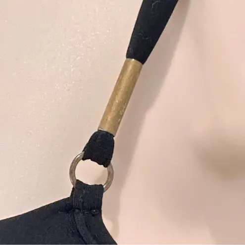 Robin Piccone One Piece Swimsuit Ruched Spaghetti Straps Gold Black Size 4 Beach