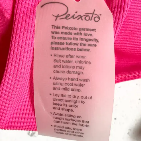 Peixoto Womens One Shoulder 2 Piece Bikini Swim Suit Pink Ribbed Fabric Trim XL