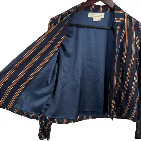 Saltwater Luxe Navy Stripe Open Front Jacket Size XS