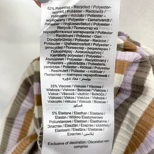 VERO MODA New Square Neck Long Sleeve Mini Dress Frida Neutral Stripe