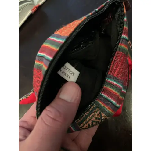 Embroidered Dragon Phoenix Crossbody Bag Womens Red Silk Boho Striped Cotton