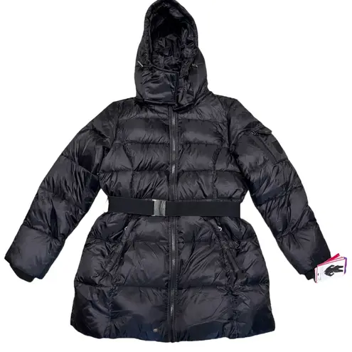 Two By Vince Camuto Womens Black Belted Down Blend Winter Jacket Large