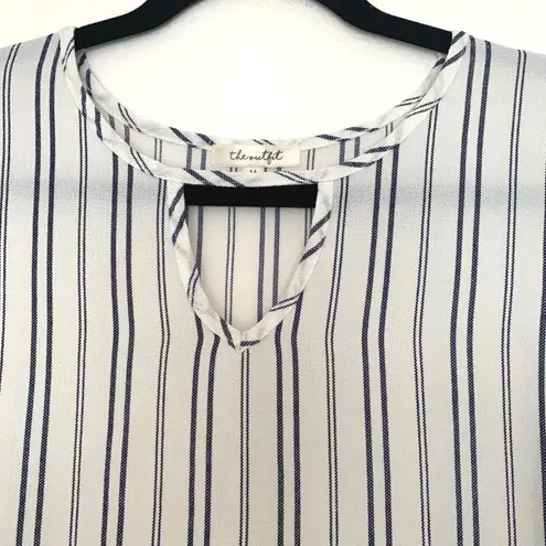 The Outfit Grey And White Striped Lightweight Blouse