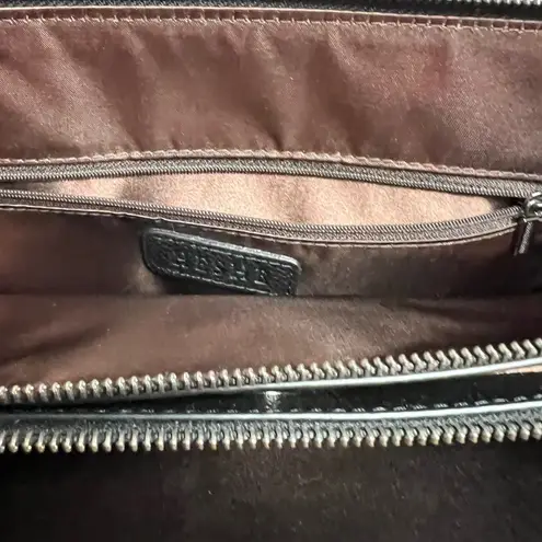 HESHE Women's Pebble Leather Shoulder Tote Bag Black 12X4.5X10 Silver Hardware