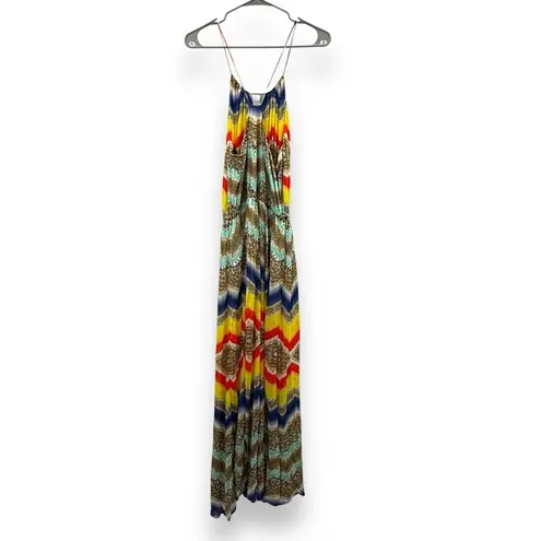 Milly Animal Print Multicolor Kaleidoscope Stripe Chevron Maxi Dress Sz M