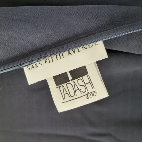 Tadashi Vintage Womens Evening Gown 18 Blue Satin Skirt Formal Maxi 3/4 Sleeve