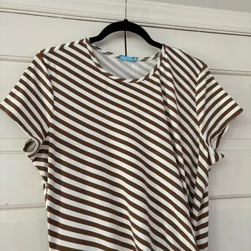 J. McLaughlin Elora Mini Dress Catalina Cloth Stripe Side Tie Brown White Size XL