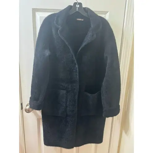 J. McLaughlin SOFT BLACK Button Front Stadium Coat Size M Trench