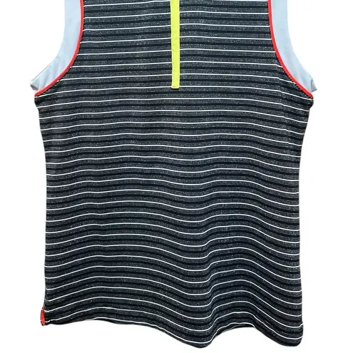 Tail Black white Stripe Henley Snap golf polo tank Top Size Medium