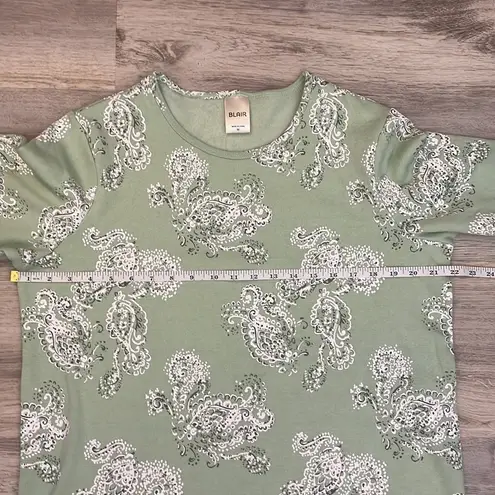 Blair Mint Green With Paisley Print Long Sleeve Round Neck Sweatshirt Size M