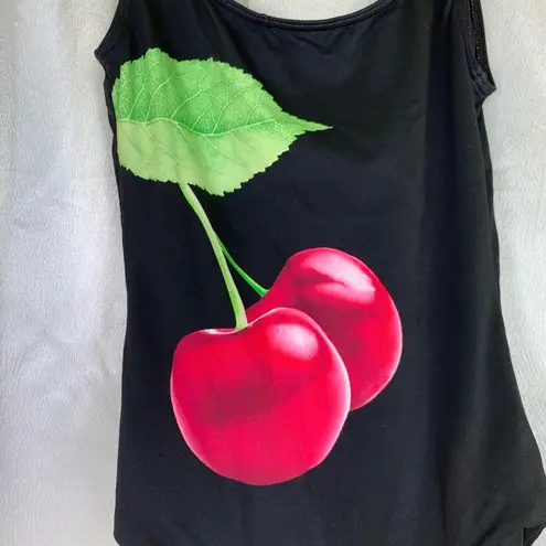 ONIA Kelly 1 Piece Swimsuit Black with Cherry graphic Small 🆕