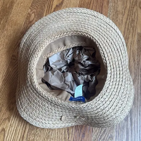 Hatattack, New York straw hat with black and white polkadot ribbon Tan