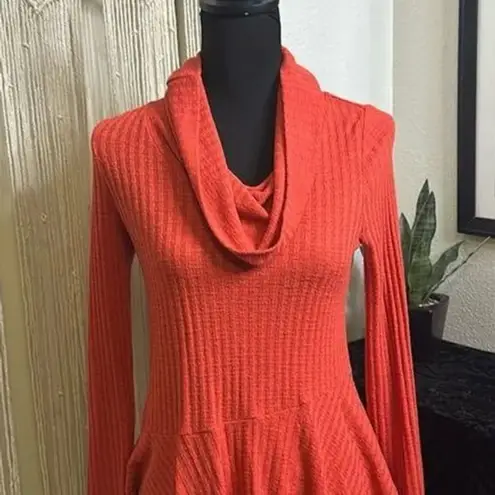 Maeve Anthropologie Winterscape Cowl Neck Peplum‎ Top Women's XSP Orange