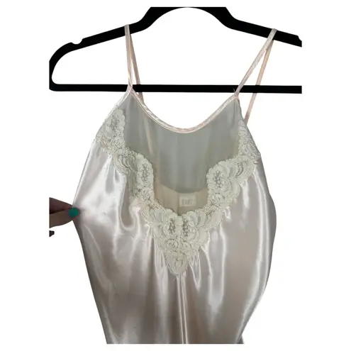 Delicates Vintage Pale Pink Lace Satin Ethereal Fairy Coquette Slip Dress Medium