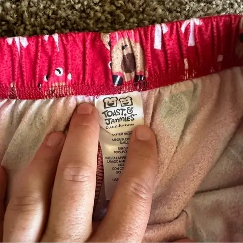 Toast & Jammies reindeer flannel pajama pants small Red
