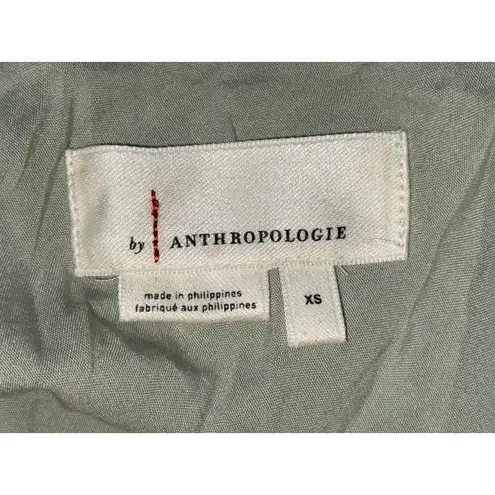 Anthropologie  Green Ruffle Trumpet Fit & Flare Asymmetrical Midi Skirt Size XS