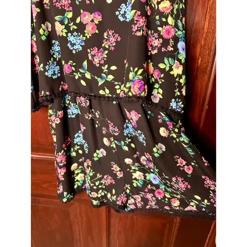 Liberty Love Medium Floral Shorts Romper With Pom Pom Trim