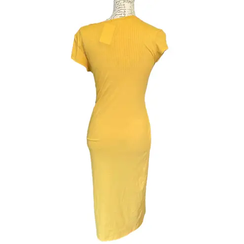 Velvet Golden Yellow Torch Long Fitted Dress Size Large NEW