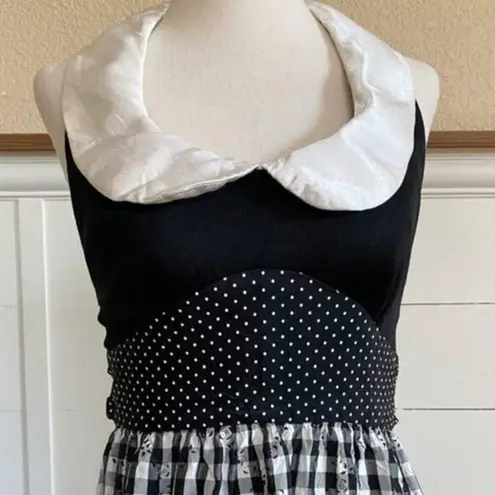 American Vintage VTG RARE Young Edwardian Arpeja Black and White Gingham Maxi dress sz 7