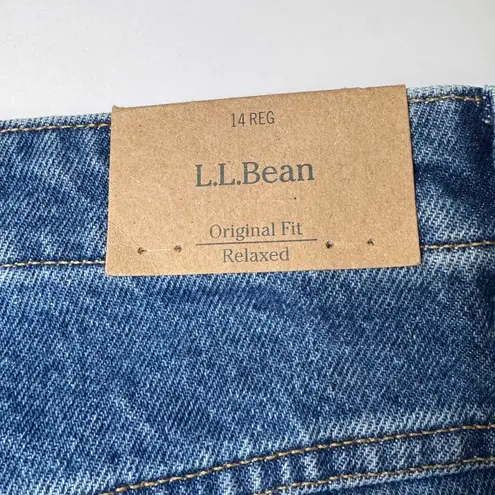NEW LL Bean Original Fit Relaxed Blue Jeans Women 14 Flannel Lined Comfort Waist