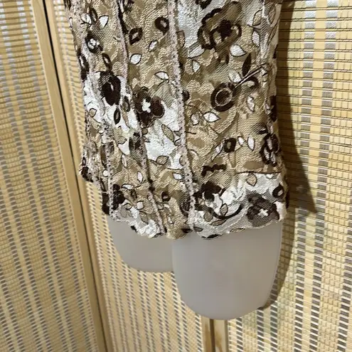 Cato  Brown Tan and Cream Lace Trim and Overlay Bustier Layered Tank Top Small - Image 7