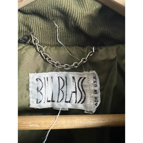 Bill Blass Vintage Olive Green Down Insulated Nylon Quilted Jacket Size L