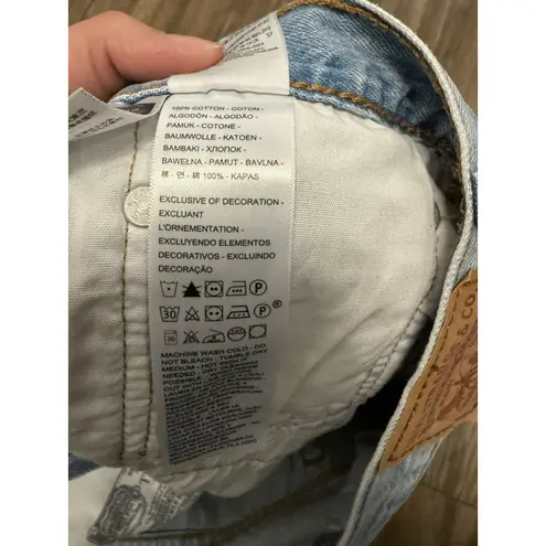 Levis 501 Womens Jean Short 30 Blue High Rise Button Distressed Red Tab Denim - Image 6