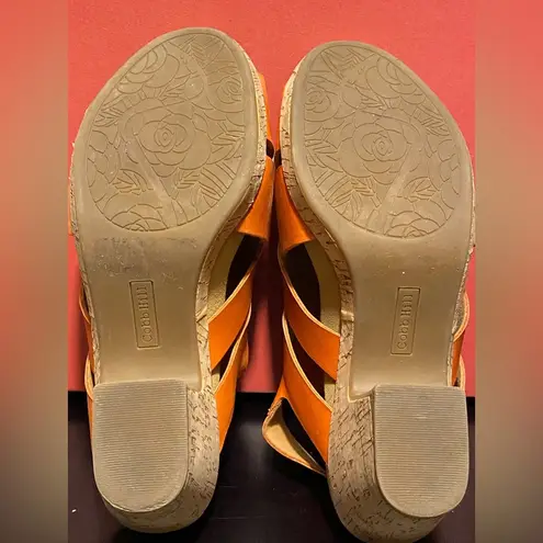 Cobb Hill by Rockport Alleah slingback wedge sandal size 9W Orange w/ cork sole