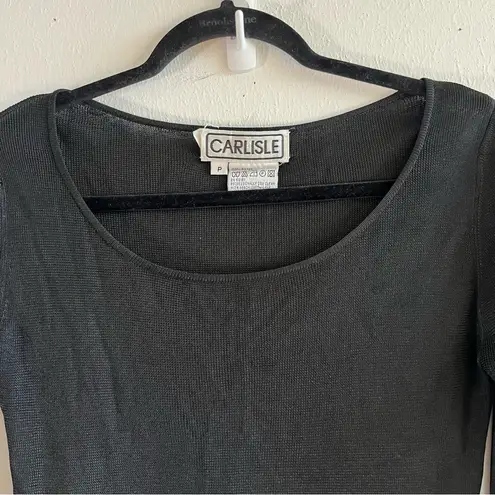 Carlisle Top Black Long Sleeve Scoop Blouse Sz P EUC Vintage XS/S Vintage