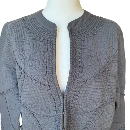 Soft Surroundings Quilted Jacket Slate Blue Gray Open Front Womens Medium NWT