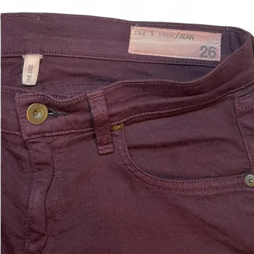 Rag and Bone Capri Jeans The Dre Aged Wine Burgundy Skinny Cropped SZ 26/24”inseam Purple