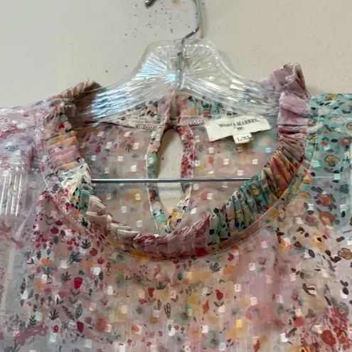 World Market Boho Patchwork Blouse L/XL India Pink Size L