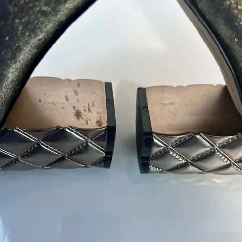 Karl Lagerfeld Paris Metallic Quilted Block Heel Pumps Bronze Gold Size 11