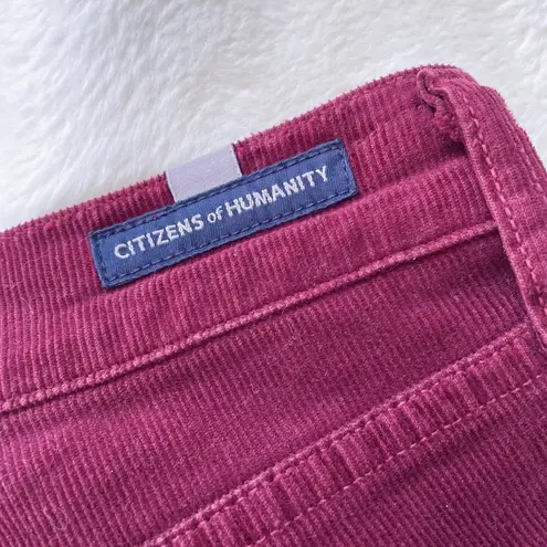 Citizens of Humanity  Burgundy Harlow Ankle Midrise Slim Corduroy Pants Size 25