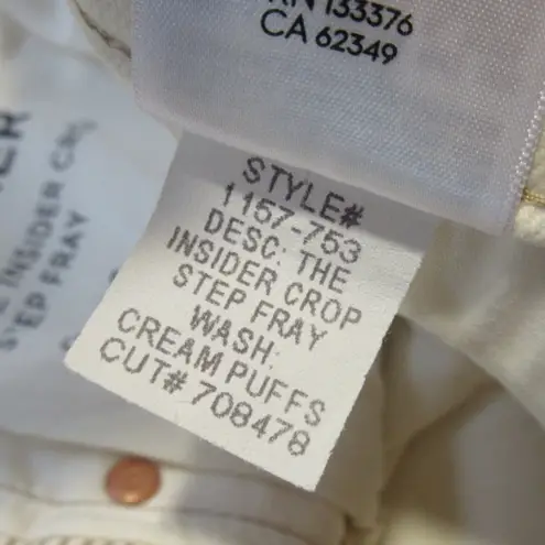 NWT Mother Insider Crop Step Fray in Cream Puffs Ivory Stretch Jeans 31