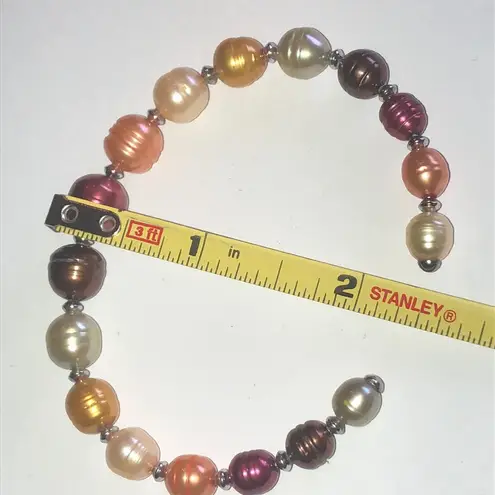 Honora 925 Genuine Cultured Freshwater Elegant Pearl Open Cuff Bracelet Pink