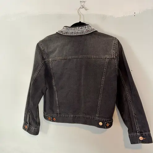 Isabel Marant Denim Jean Jacket Beaded Black Grey