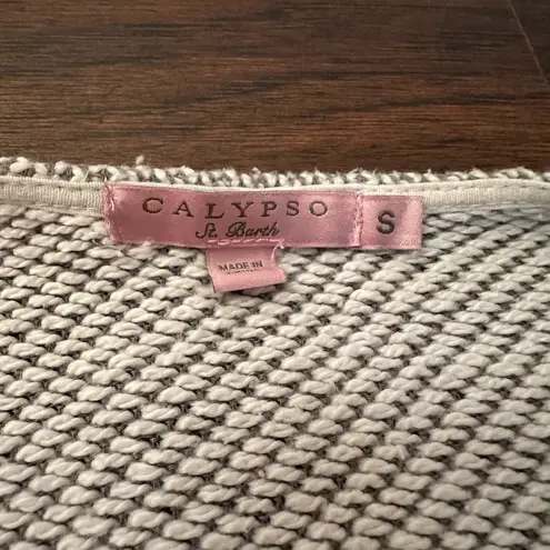 Calypso St. Barth gray & white knit open front cardigan size S