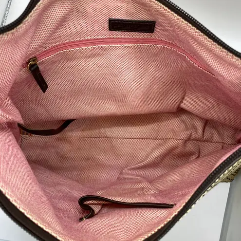 Dooney & Bourke Dooney‎ & Bourke Signature Canvas Hobo Bag Brown Leather Trim Handbag