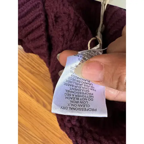 Tibi burgundy Cutout-Back Cable-Knit Wool-Blend Sweater size M/L